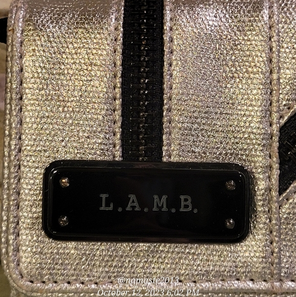 L.A.M.B. by Gwen Stefani Metallic Zipper Cloth Wallet NWOT Luxury Designer #587 - Picture 9 of 10